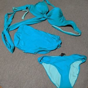 A. Che Teal 3 Piece Swim Suit